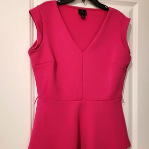 Worthington Pink V Cut Sleeveless Peplum Top Size-Medium